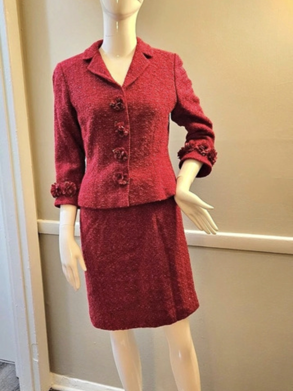 Teri Jon Rickie Freeman for Teri Jon two-piece skirt suit Red Two-Piece Skirt
